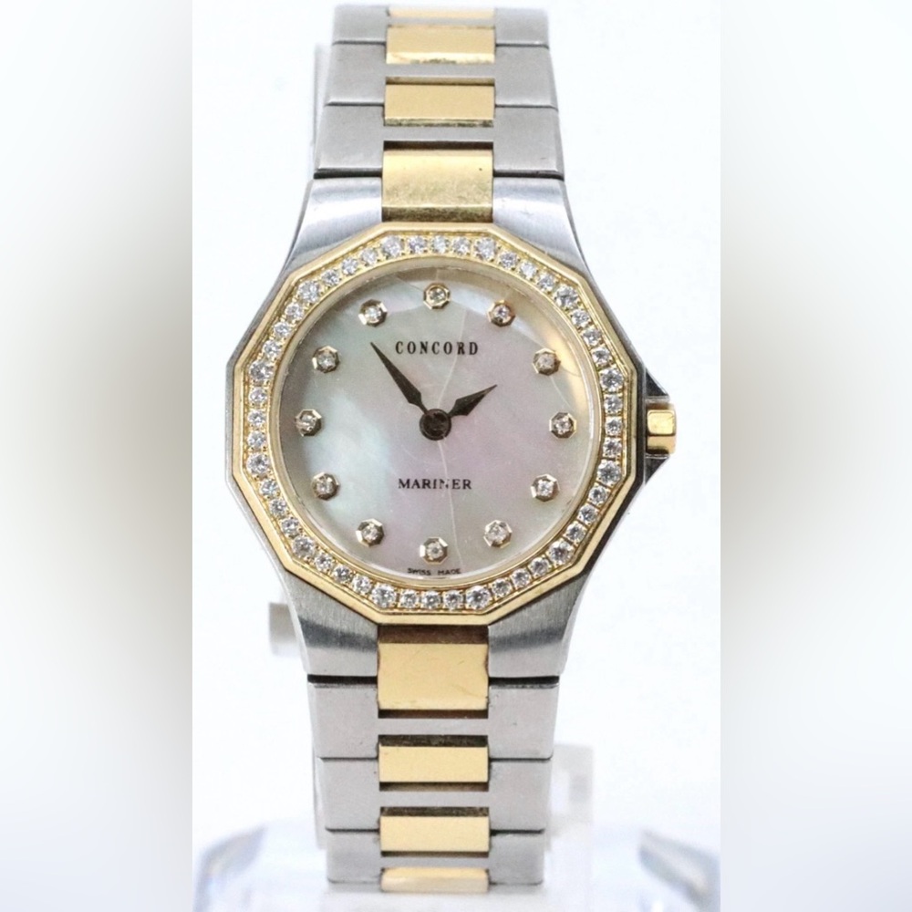 Ladies Concord Mariner 18K Yellow Gold Stainless Steel Diamond Watch with MoP